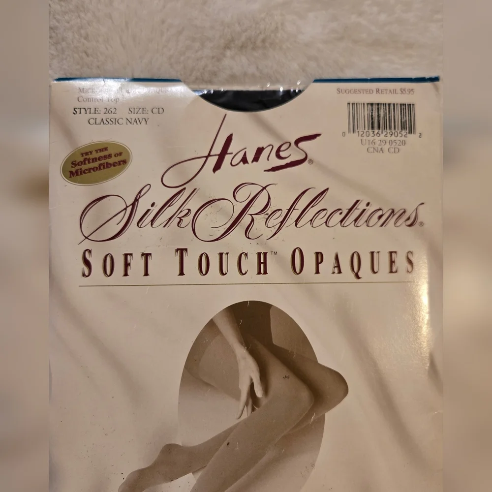 Hanes Silk Reflections Soft Touch Opaques Control Top Sz CD Classic Navy New 262